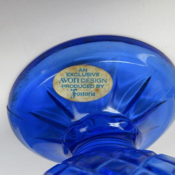2 - Fostoria Cobalt Blue AVON WHITE HOUSE 5 1/2 In Footed Creamers Candle Holder - Picture 5 of 5